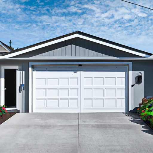 Suburban house in University Place, WA with a visible modern garage door and smart keypad by the entrance.